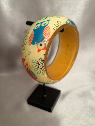 Vintage Lucite Colorful Owl Bangle Bracelet