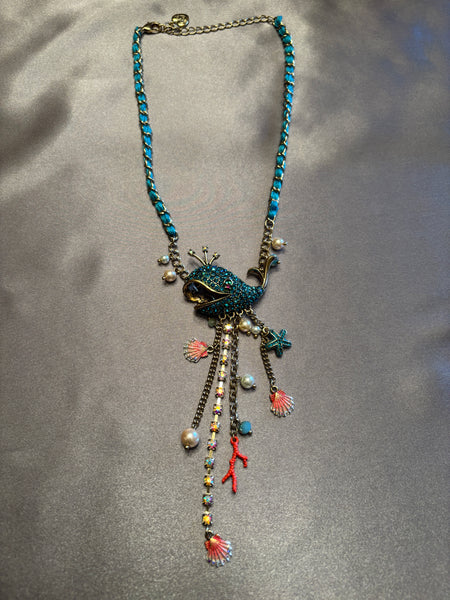 Betsey Johnson Blue Whale Statement Necklace