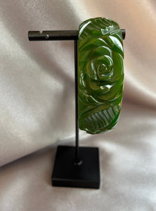 Green Carved Rose Bakelite Bracelet