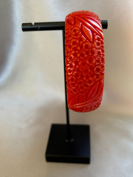 Thick Red Carved Bakelite Bracelet