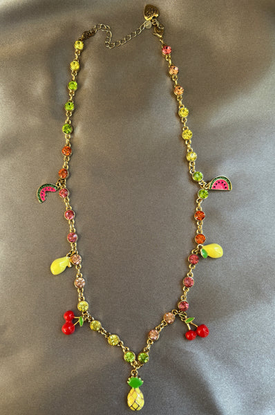 N-115 Betsey Johnson Mixed Fruit Statement Necklace