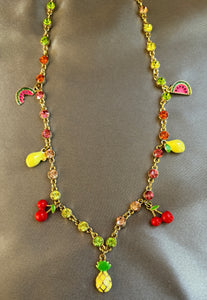 N-115 Betsey Johnson Mixed Fruit Statement Necklace