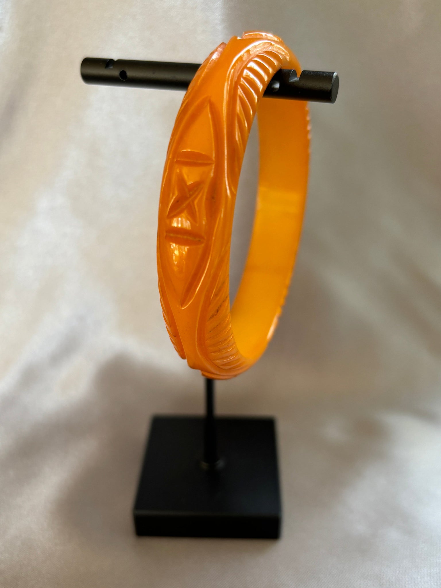 Caramel Carved Bakelite Bracelet