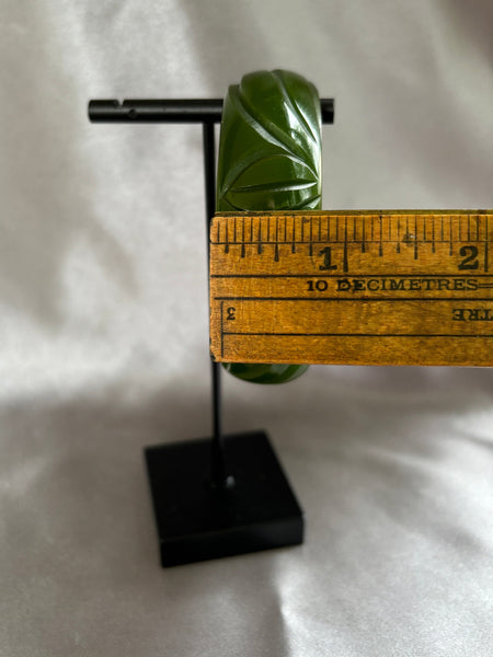 Dark Green Carved Bakelite Bracelet