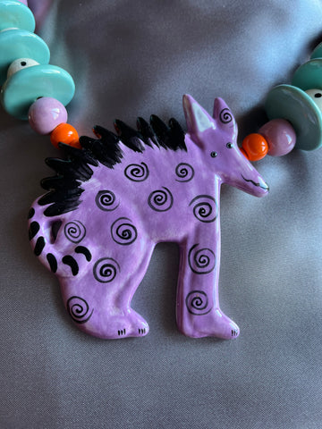 Ruby Z Purple Aardvark Ceramic Necklace