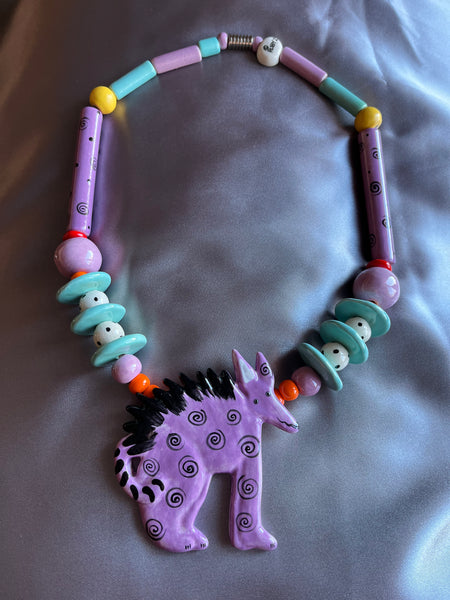 Ruby Z Purple Aardvark Ceramic Necklace