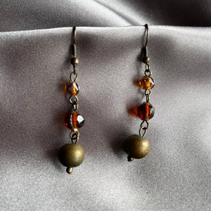 Brown and Gold Drop Earrings