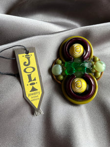 Joli Jewelry Brown, Yellow, Green Pin with tag