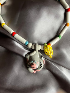Flying Colors Monkey & Bananas Ceramic Necklace