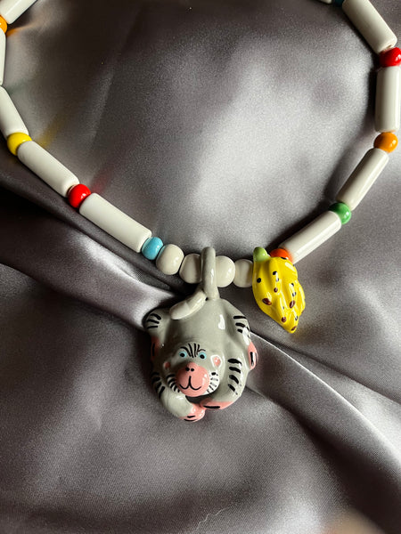 Flying Colors Monkey & Bananas Ceramic Necklace