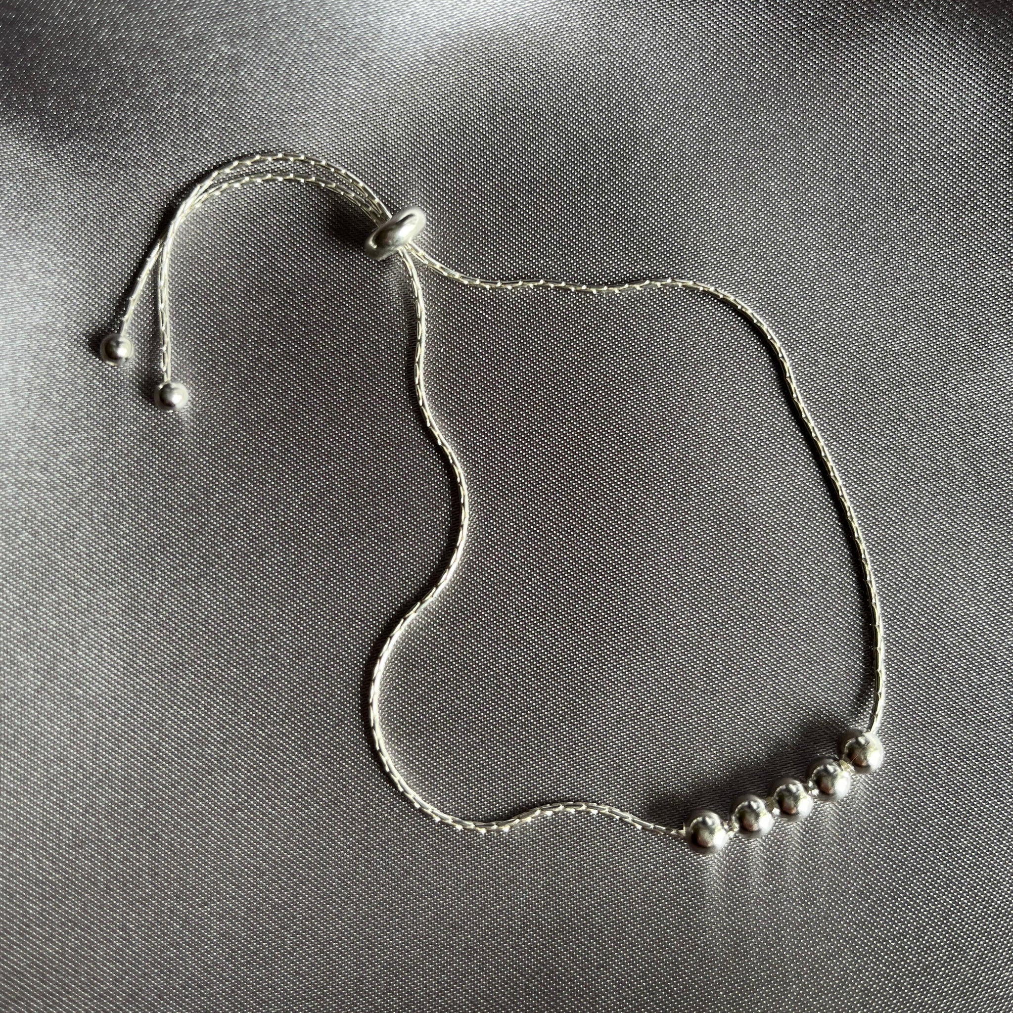 Bead Bracelet with Slide Sterling Silver