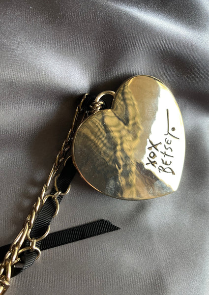 Back of Betsey Johnson Gold Heart Necklace Signed