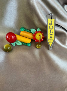 P-025 Joli Jewelry Apple & Flower Bar Pin