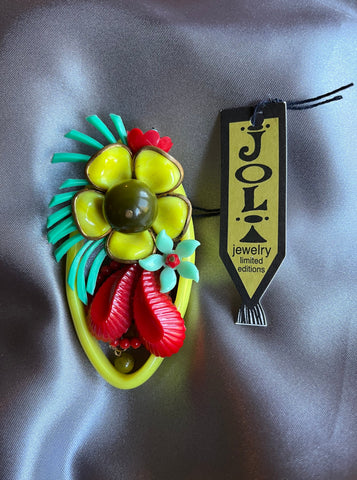 Bold Yellow Flower Pin Joli Jewelry
